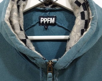 y2k 00s archive ppfm zip up hoodie✩ PPFM Zip Hoodie 00s Y2K Archive M Cotton Brown Used | eBay