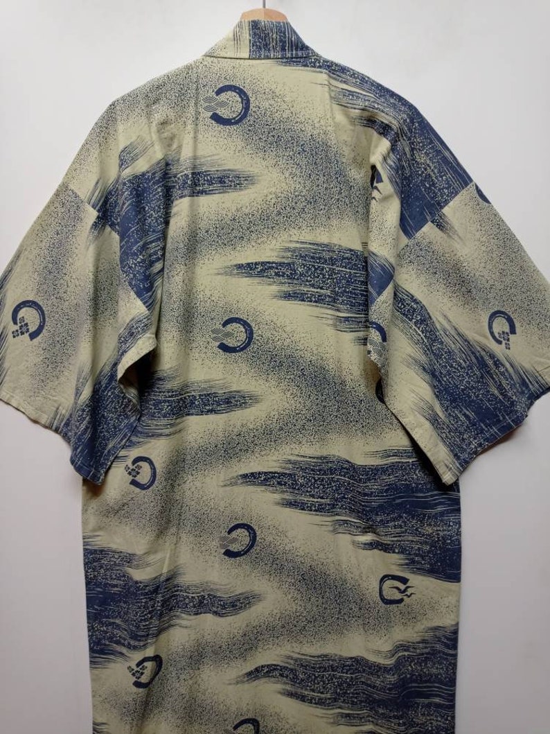 Vintage Geometric Kimono Haori Floral Noragi Jinbei Embroidery Full printed Japanese Traditional streetwear menswear Size L-XL