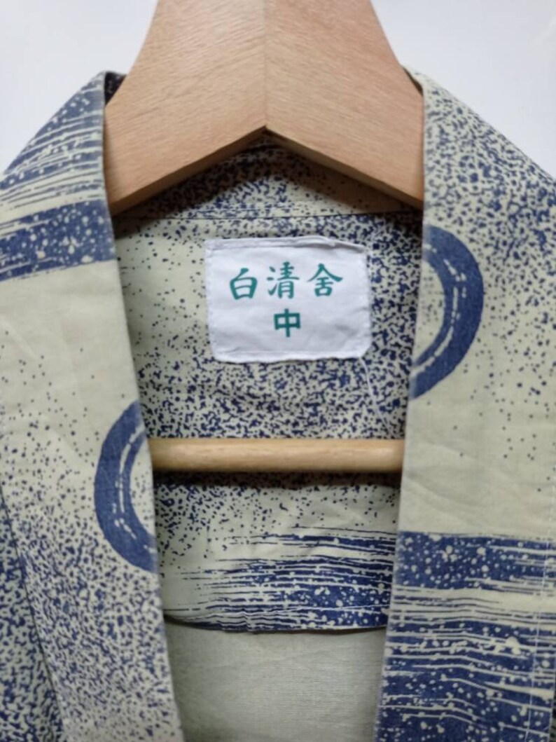 Vintage Geometric Kimono Haori Floral Noragi Jinbei Embroidery Full printed Japanese Traditional streetwear menswear Size L-XL