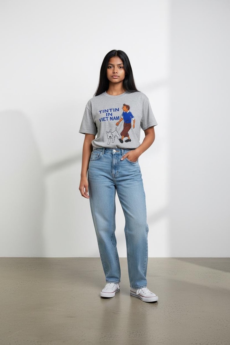 00-tals vintage TinTin i Vietnam T-shirts Grafiska T-shirts Streetwear Storlek M bild 2
