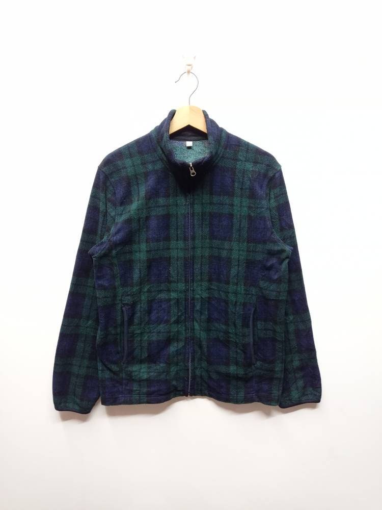 Vintage Uniqlo Fleece Plaid Design Jacket Size M-L | Etsy