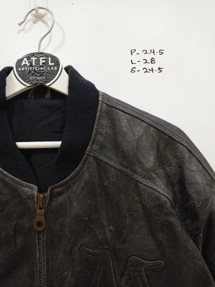 ジャケット・アウター Marlboro Cow Leather varsity jacket Vintage 90s Marlboro Leather Varsity Jacket Minimalist