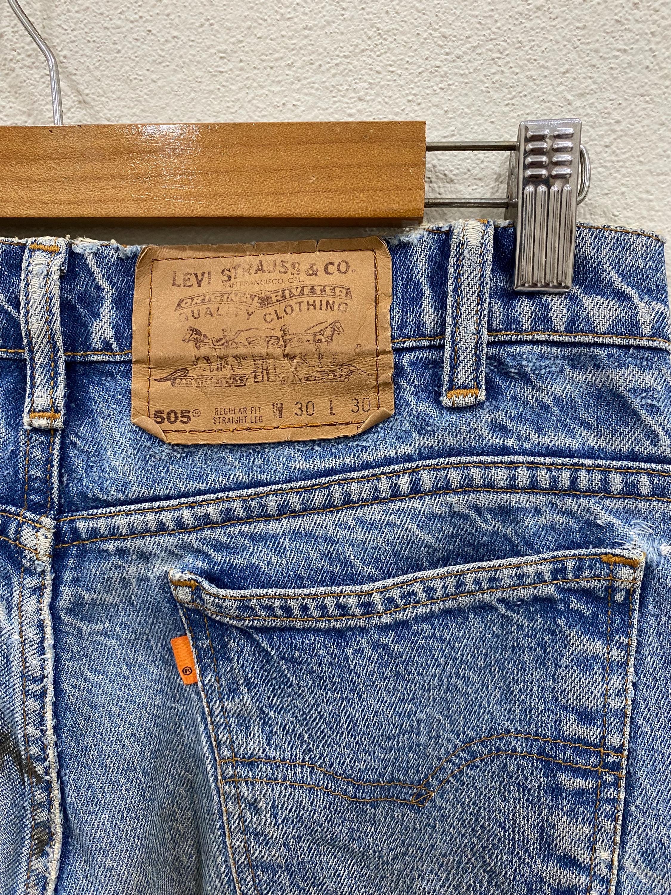 Vintage 80s Levis 505 Orange Tab 221 Button Streetwear Size W30 X