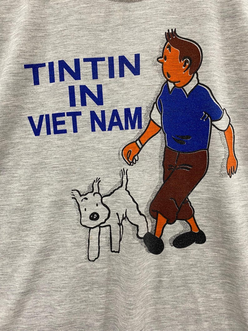 00-tals vintage TinTin i Vietnam T-shirts Grafiska T-shirts Streetwear Storlek M bild 5