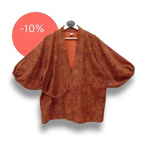 Vintage Haori Floral Noragi hanten Jinbei Embroidery Japanese Traditional Size M-L
