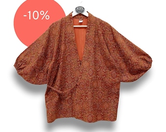 Vintage Haori Floral Noragi hanten Jinbei Embroidery Japanese Traditional Size M-L