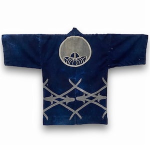 Vintage Indigo Hanten Jacket Sashiko boro Sign of wear Japanese Traditional Size M