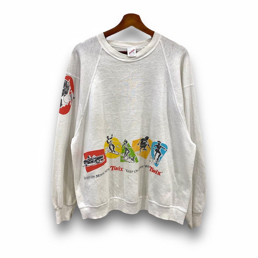 Vintage 90s Twix Keep on Moving Design Sweatshirts Streetwear Size