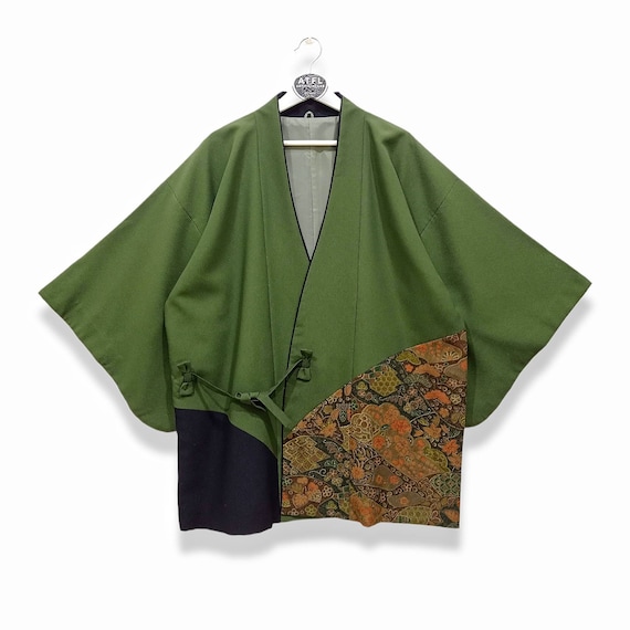 Vintage Haori Geometric - Short Kimono - Hakama Jacket - Vintage