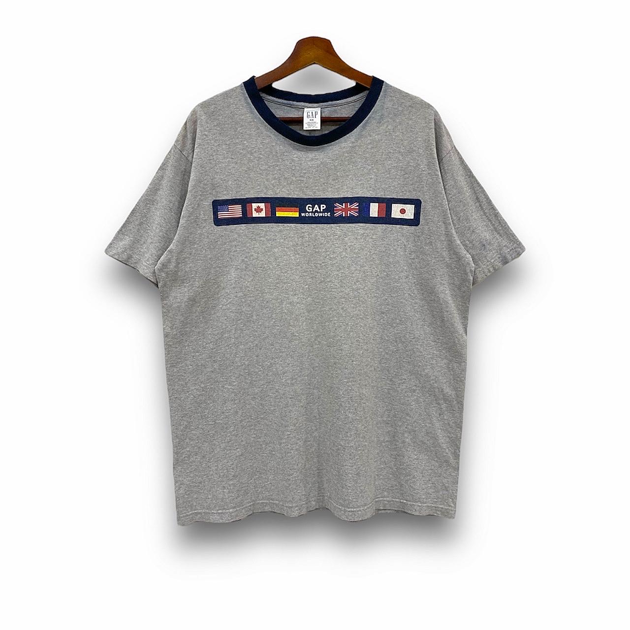 Vintage 90s Gap Box Logo Nationwide Flag Graphic T Shirts