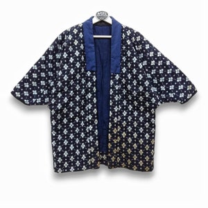 Vintage Padded Indigo Hanten - Rare Yukata - Noragi Jacket - Vintage Japanese Kimono - hanten - Haori - Happi Kimono - Size M-L