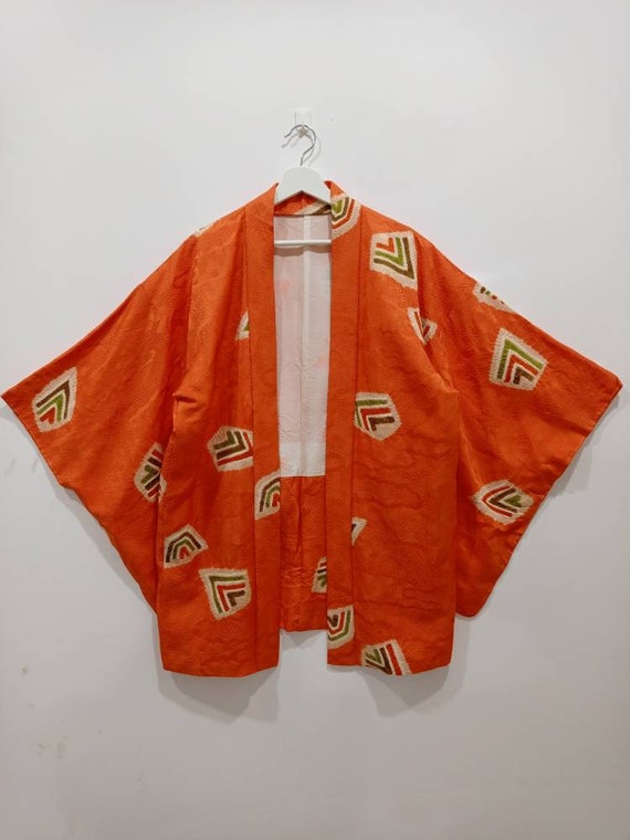 Vintage Geometric Kimono Haori Floral Noragi Hanten Jinbei Etsy