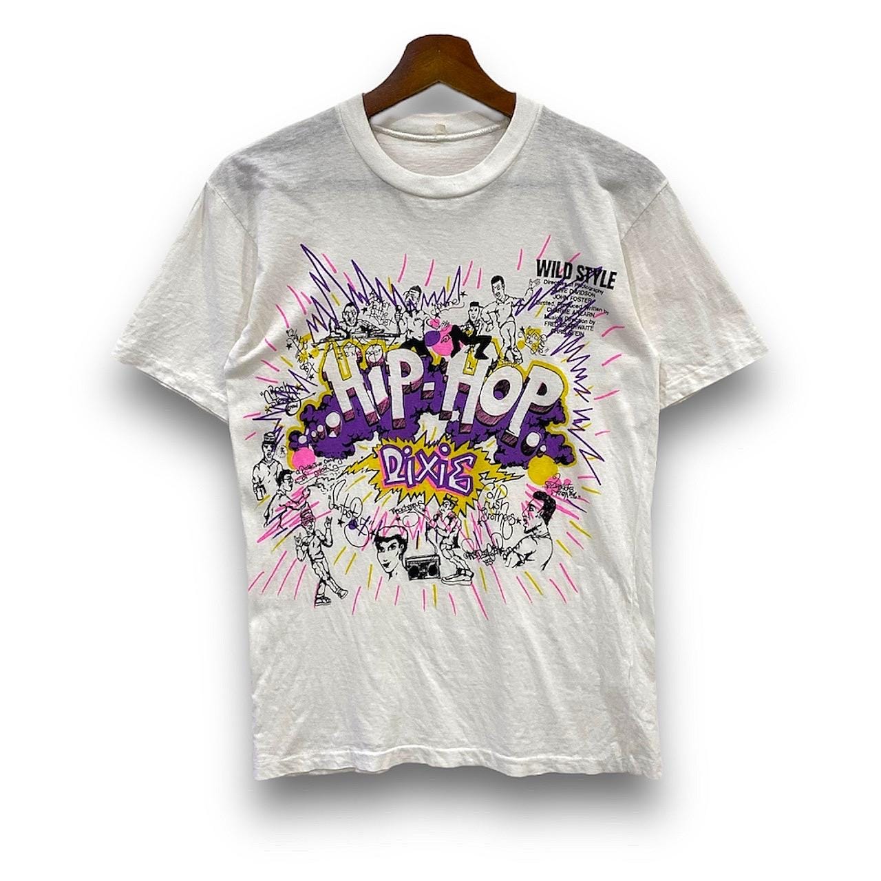 Vintage 80s Wild Style Movie Hip hop Dixie Free Style Graphics Tshirts Fashion Streetwear Size S