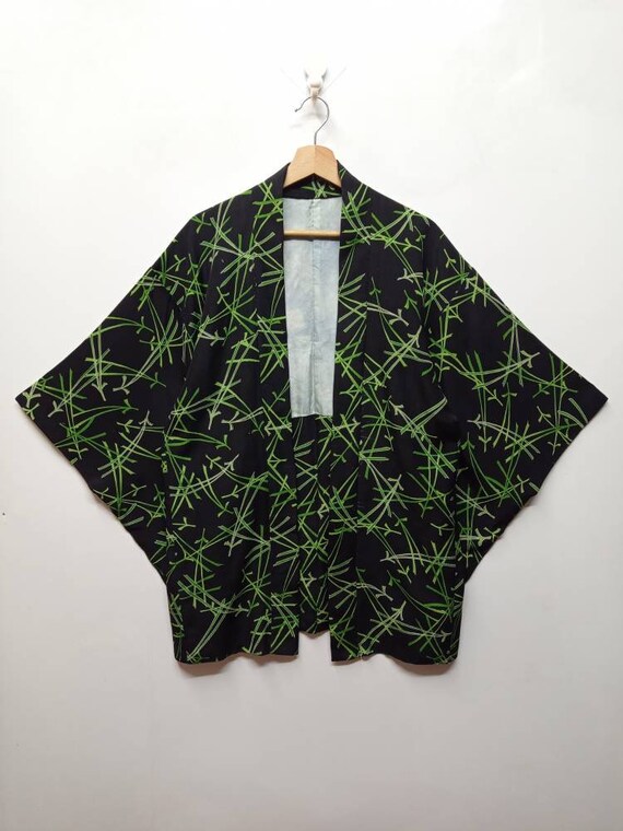Vintage Japanse Haori Kimono Kleding Gender-neutrale kleding volwassenen Pyjamas & Badjassen Jurken Fullprint Abstract Sanjuro Jas Vest 