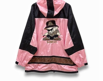 Chaqueta cortavientos estilo urbano con bordado de muletas vintage de los años 90, talla XL