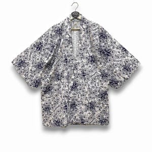 Vintage Haori Floral Noragi hanten Jinbei Embroidery Japanese Traditional Size L-XL