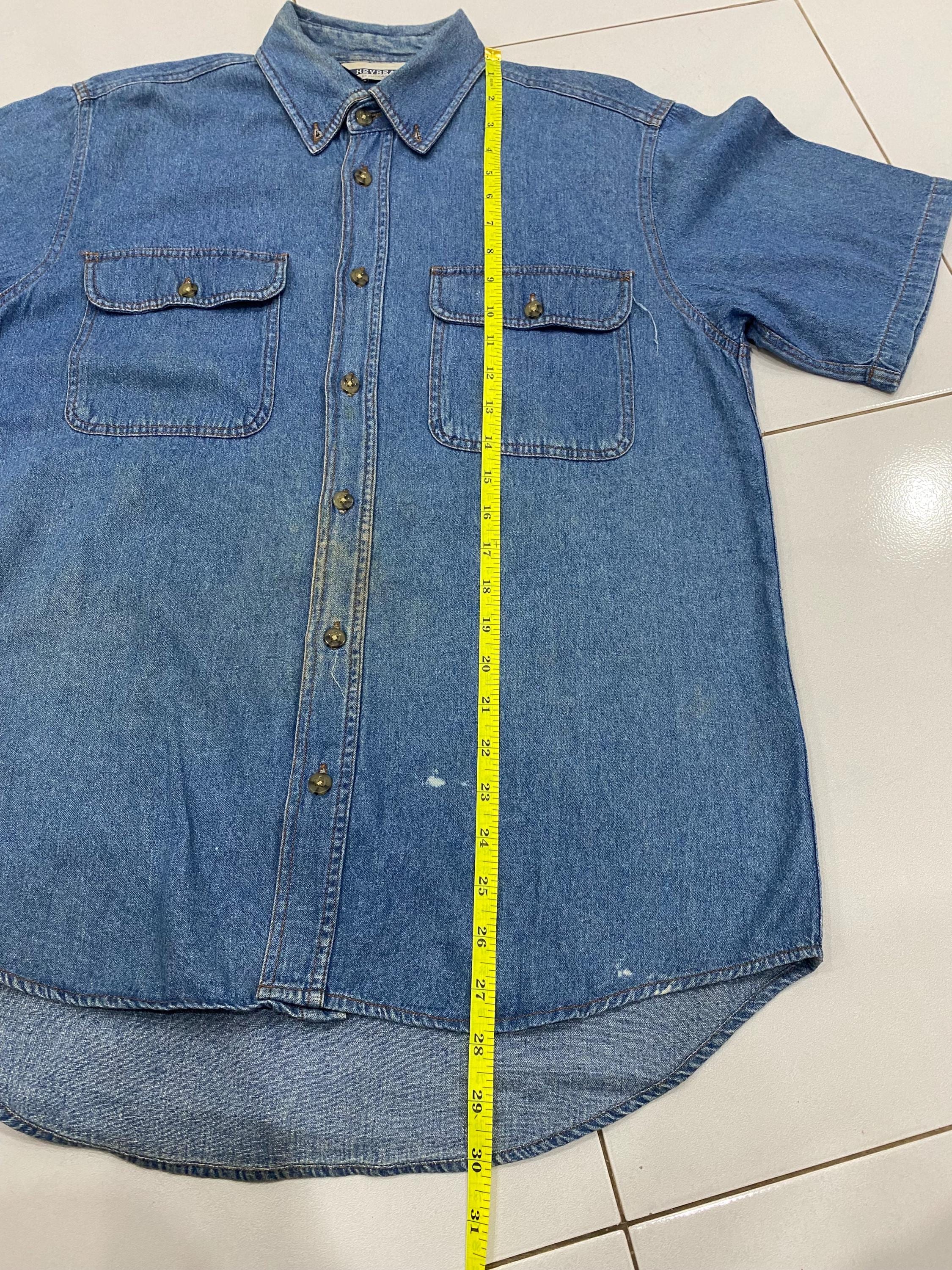 Vintage 90s Denim Kurodaruma Shirts Japanese Kanji Design 