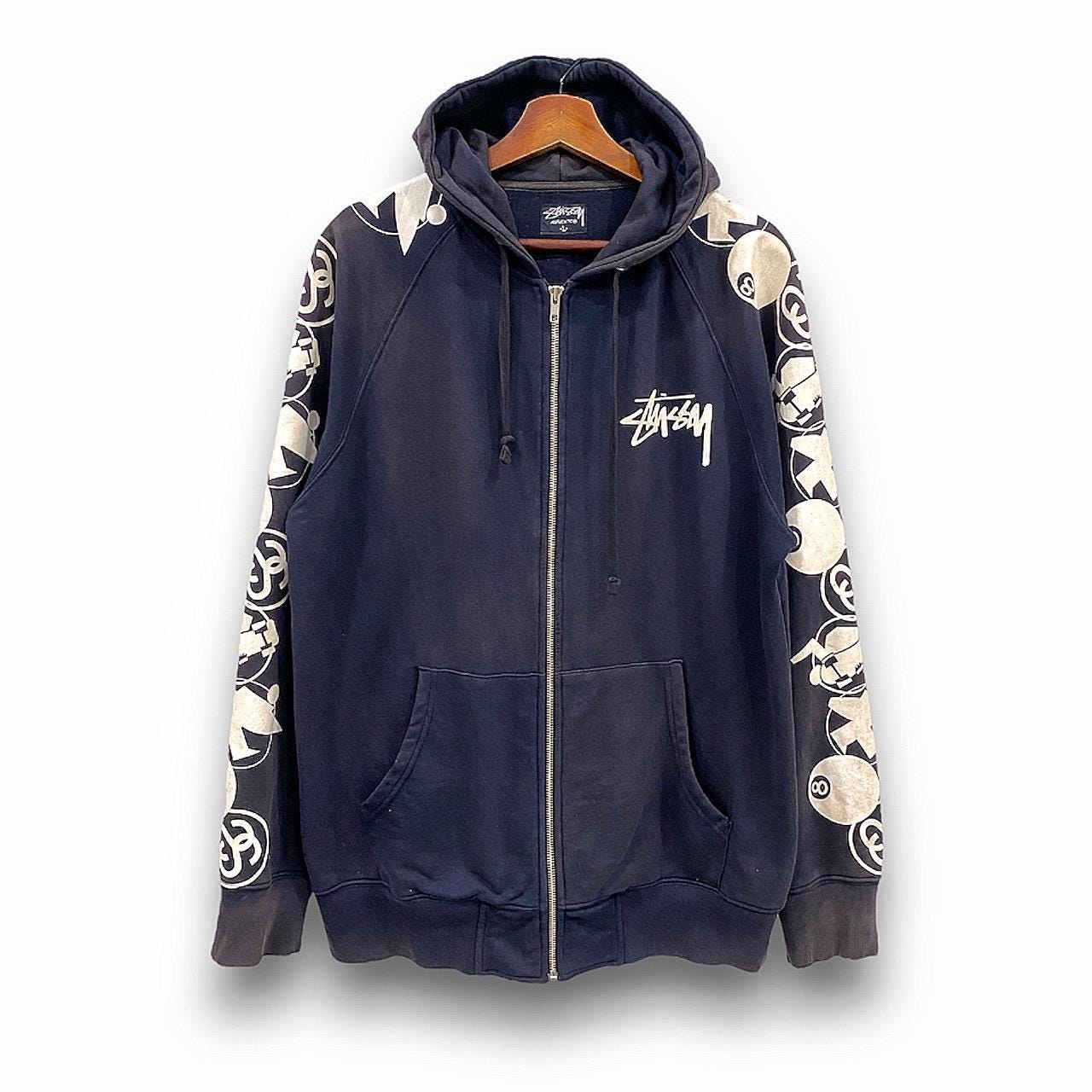Vintage 90s Stussy Japan 8 Ball Design Hoodies Streetwear
