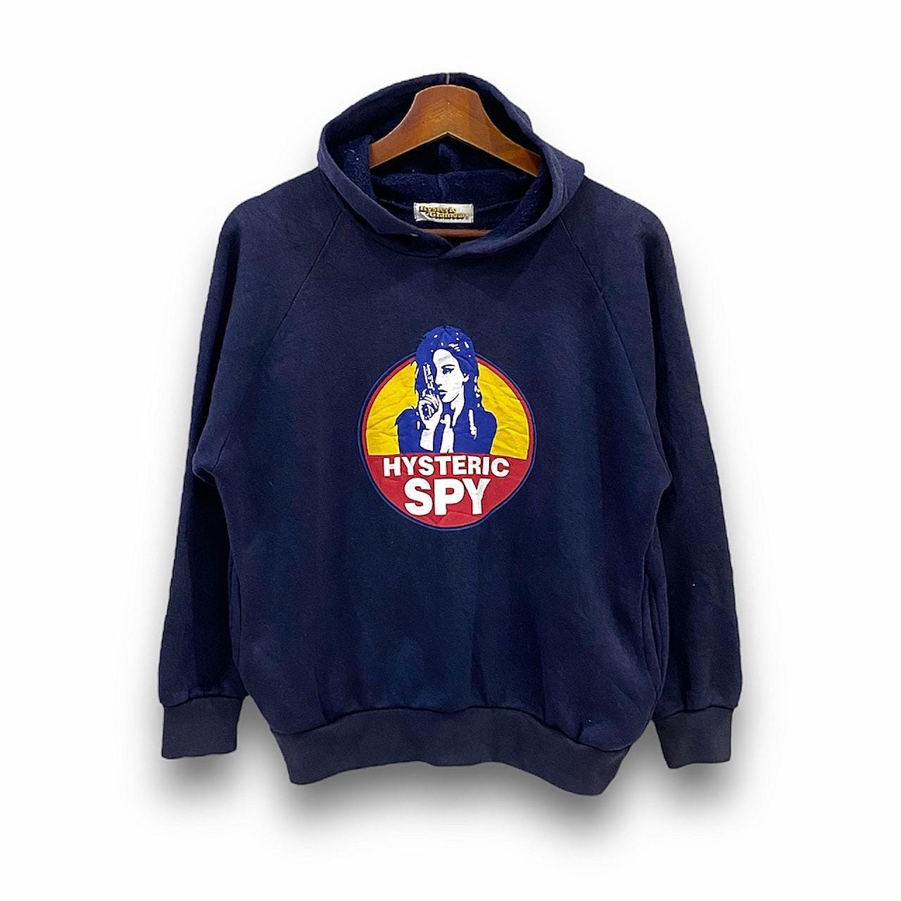 ヒステリックグラマー90sフード付きパーカー 青クリーム SUPER HYS ショート丈パーカー|HYSTERIC GLAMOUR WOMEN | HYSTERIC