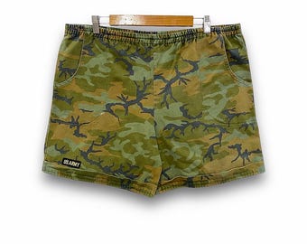 Pantalones cortos de camuflaje estilo años 90 del ejército estadounidense, corte regular, para exteriores, estilo urbano natural, talla M (36").