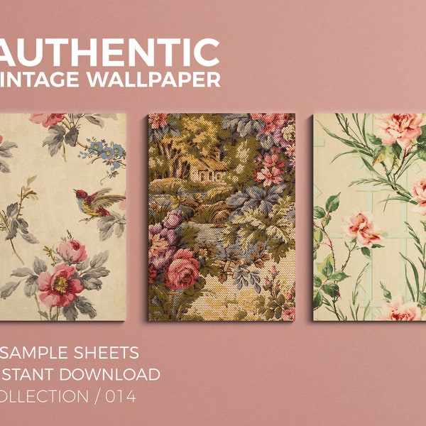 Floral Vintage Wallpaper Samples Etsy