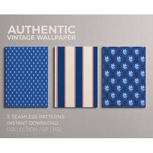 WALLPAPERPARADE COLLECTION SP 002, 3 Authentic Vintage Wallpaper Seamless Patterns for Instant Download