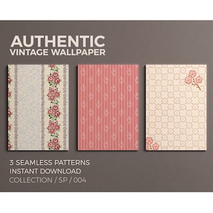 WALLPAPERPARADE COLLECTION SP 004, 3 Authentic Vintage Wallpaper Seamless Patterns for Instant Download