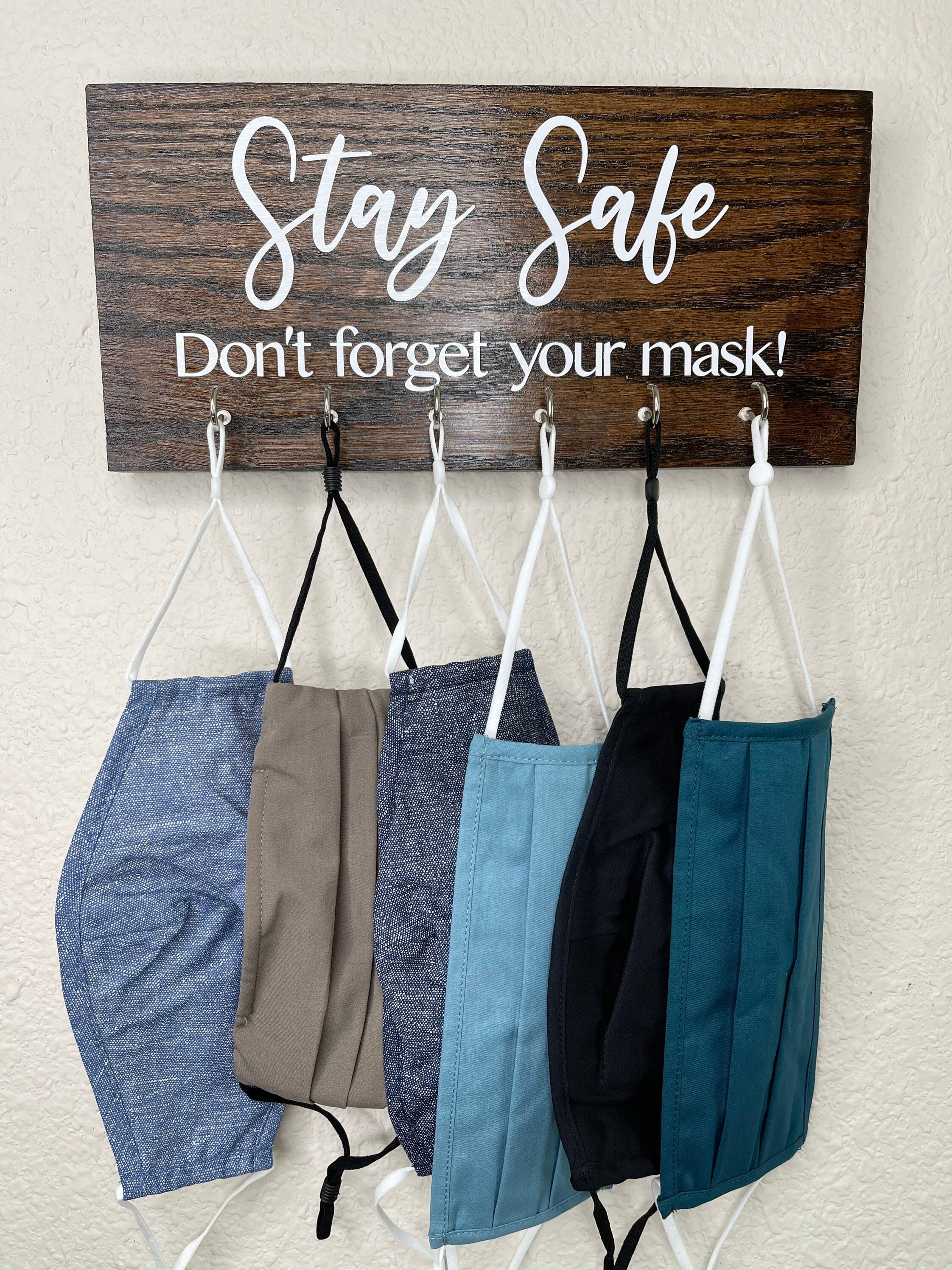 Face Mask Holder Stay Safe Holder Wood Sign Wall Decor Etsy