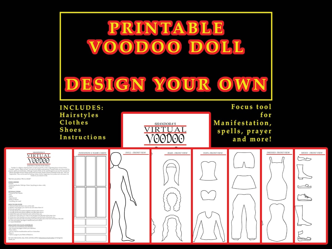 SALE Printable Voodoo Doll Female Design Your Own - Etsy
