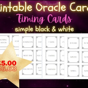 Timing Cards - Printable Oracle Cards - Simple Black and White