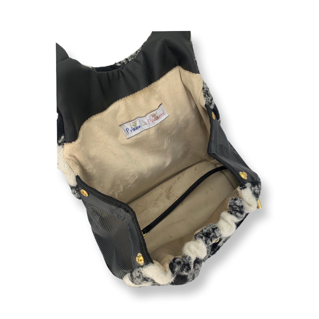 Black and White Dog Pouch / Small Dog Pouch Bag / Dog Tote / Tiny Dog