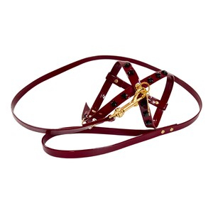 Burgundy Dog Harness and Plain Leash Set / Boy Dog / Girl Harness / Puppy Harness / Small Dog / Prince and Princess / Holiday Dog Harness