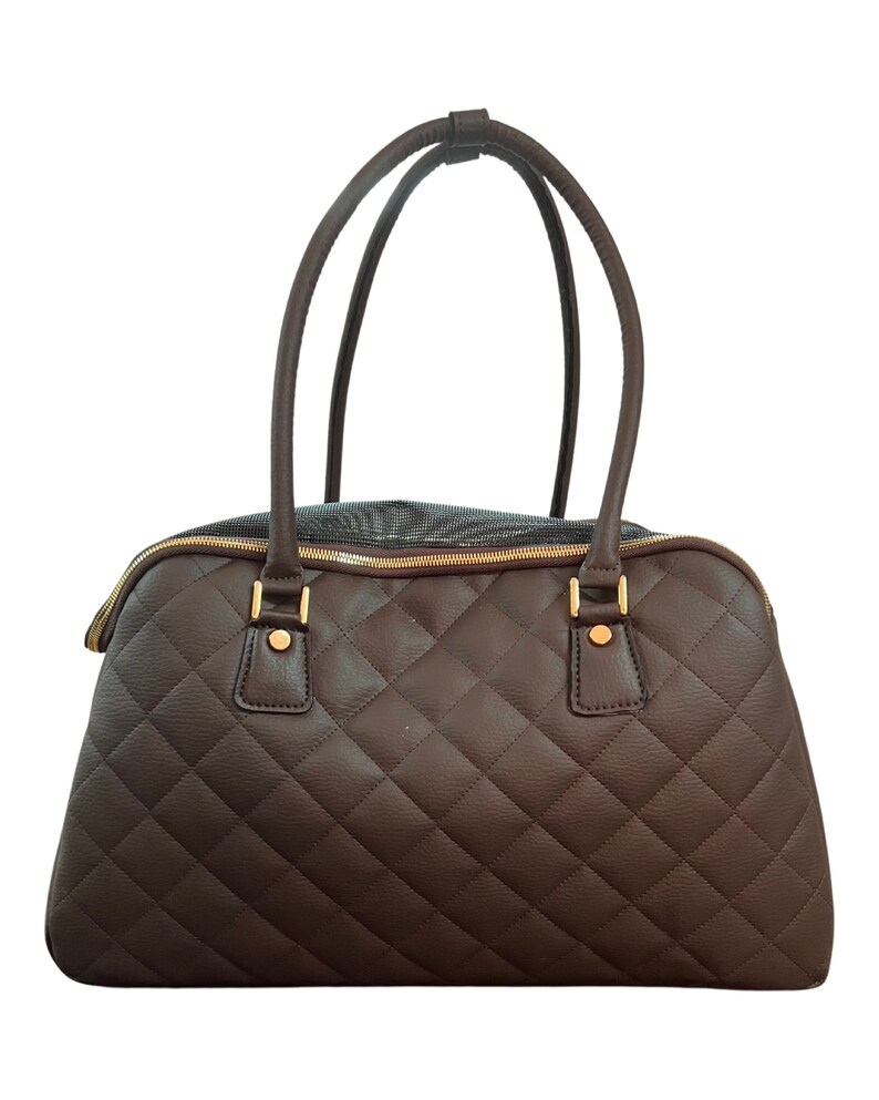 Teacup Dog Carrier / Dog Tote / Chocolate and Gold Studs / Small Dog