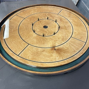 Plywood Crokinole Board Epoxy Finish Black Lines Forrest Green Center/Gutters Golden Oak Stain very fun, board only.