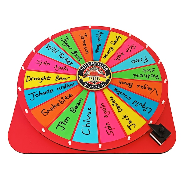 Red 24" Prize Wheel Wooden Spin The Wheel Game Large prize Wheel Carnival Wheel Custom Prize Wheel Custom Party Game Table Top Board Game