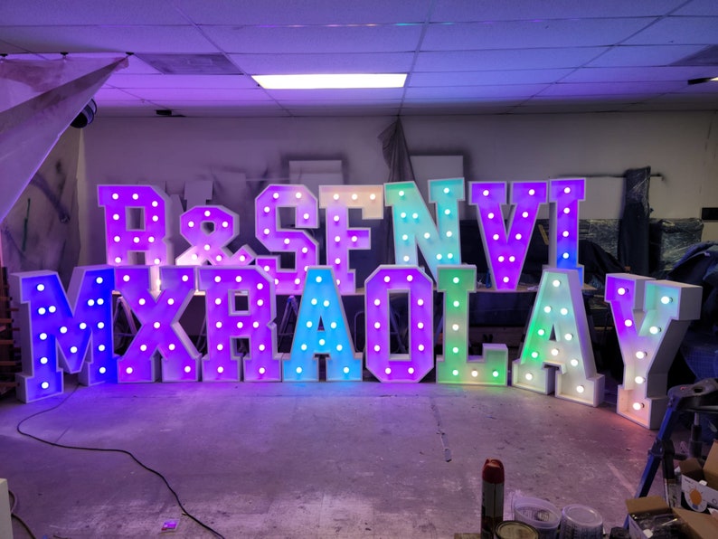 Marquee Letters 2, 3, and 4 Feet Tall With Color Changing LED Lights