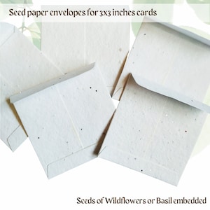Buste piantabili in bianco / Con fiori selvatici o semi di Tulsi (basilico) / Ecologiche / 3x3 pollici