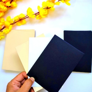 Premium Envelopes Black, White & Beige - 250 GSM Thick Paper - Luxurious Texture - Set of 25