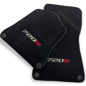 Floor Mats For McLaren 720S Year ( 2017-2021 ) Black Color Tailored Carpets With 720S Emblem