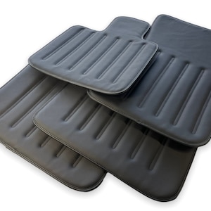 Black Leather Floor Mats For Rolls Royce Black Badge ( Wraith / Shadow / Phantom / Ghost / Dawn / Cullinan