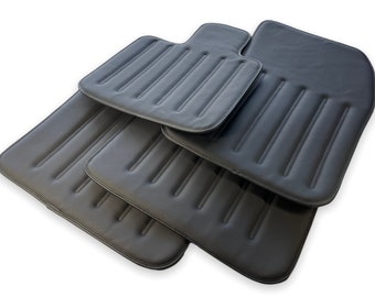 Black Leather Floor Mats For Rolls Royce Black Badge ( Wraith / Shadow / Phantom / Ghost / Dawn / Cullinan