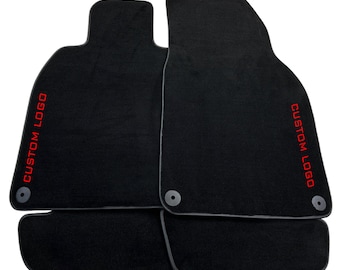 Black Custom Floor Mats for Porsche models: 911 / Cayman / Boxster / Panamera / Macan / Taycan | Red Sewing