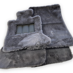 Dark Gray Sheepskin Floor Mats For Rolls Royce Black ER56 Design Luxury ( Wraith / Shadow / Phantom / Ghost / Dawn / Cullinan )