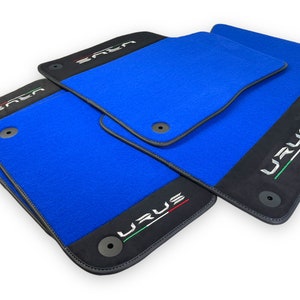 Tapetes azuis para Lamborghini Urus 2018-2023 com couro Alcantara