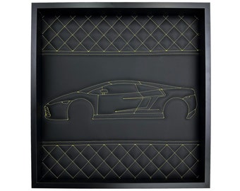 Zainspirowane Lamborghini Gallardo: Czarna skórzana sztuka ścienna i żółte przeszycia luksusowe