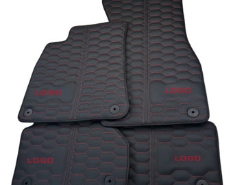 Leather Floor Mats for Audi RSQ3 | 2013-2023 | Red Stitching Custom Made
