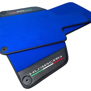 Floor Mats For Lamborghini Huracan 2014-2022 Blue Carpets With Carbon Fiber Leather