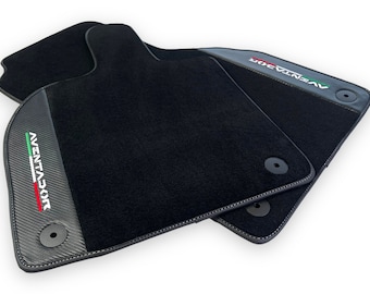 Floor Mats For Lamborghini Aventador 2012-2022 Black With Carbon Fiber Leather