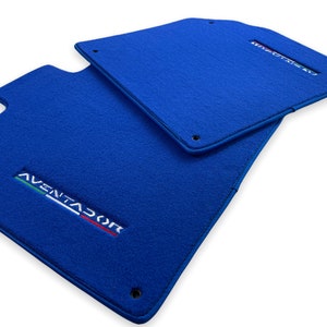 Floor Mats For Lamborghini Aventador 2012-2022 Blue / Red / Dark Blue / Gray Tailored Carpets With Emblem