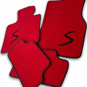 Floor Mats For Mini Cooper S Red AutoWin Premium Brand ( F54 Clubman / R56 / R57 / F55 / F56 / F57 / Countryman R60 / One )